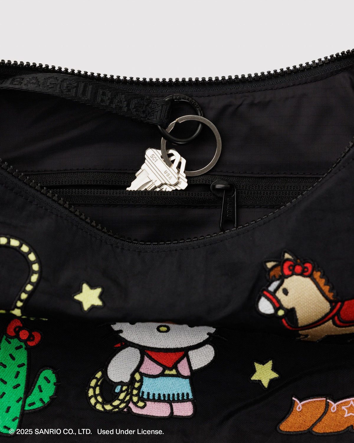 Baggu X Sanrio • Crescent Bag, Medium, Western Hello Kitty Embroidered