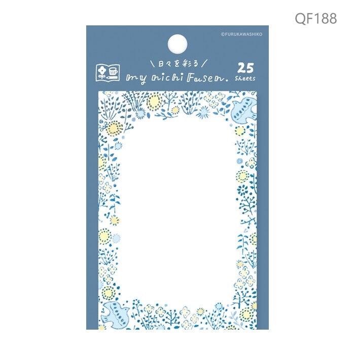 Blue Flowers Sticky Notes, Imported Japan