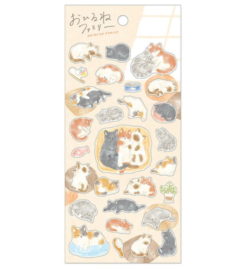 Assorted Cat Illustration Stickers, Imported Japan