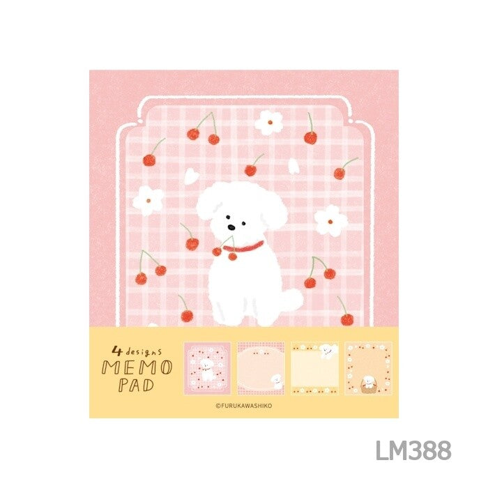 Dog & Cherries Memo Pad, 4 Patterns, Imported Japan