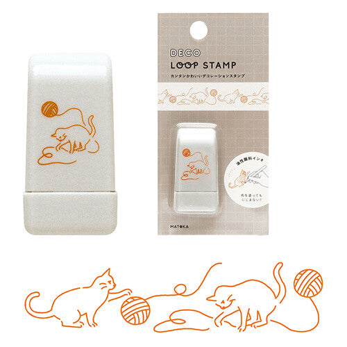 Deco • Playful Knit Cats Loop Stamp, Imported Japan