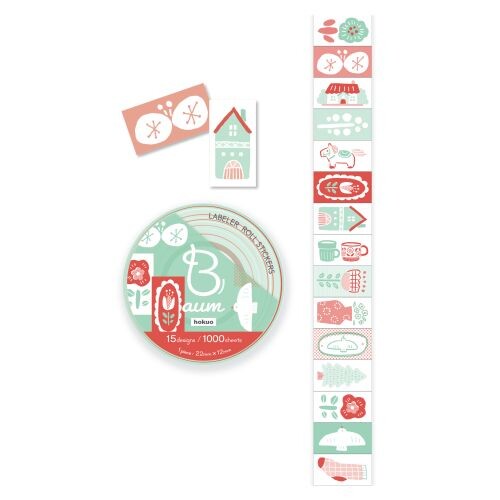 Aum Deco • Hokuo Roller Sticker 1000 pieces 15 designs, Imported Japan
