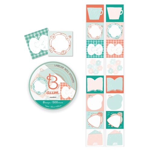 Aum Deco • Nonbiri Roller Sticker 1000 pieces 15 designs, Imported Japan