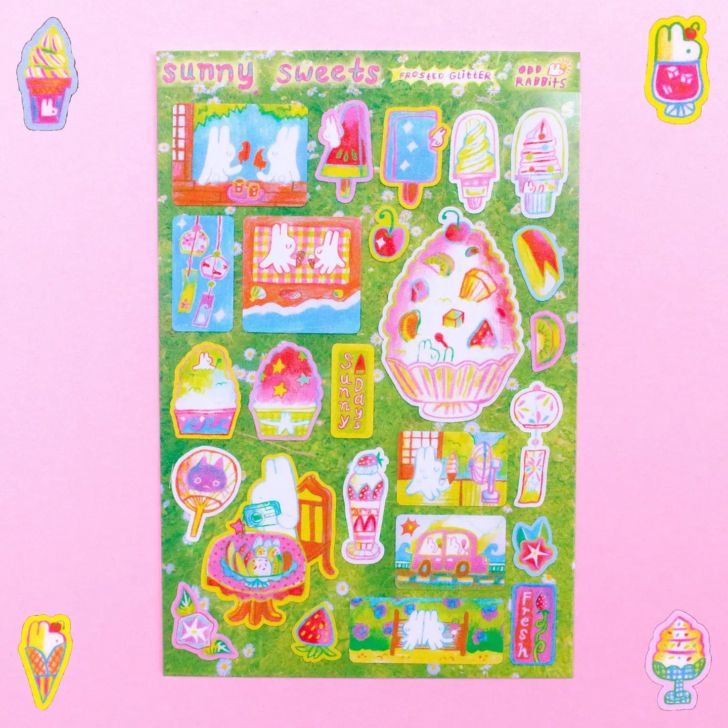 Odd Rabbits • Sunny Sweets A6 Frosted Glitter Sticker Sheet