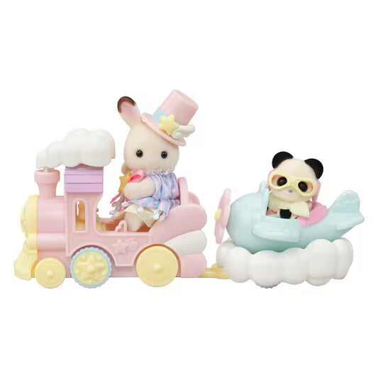 Calico Critters • Sylvanian Families, Amusement Park Ride Set Plane and Train, Imported Japan
