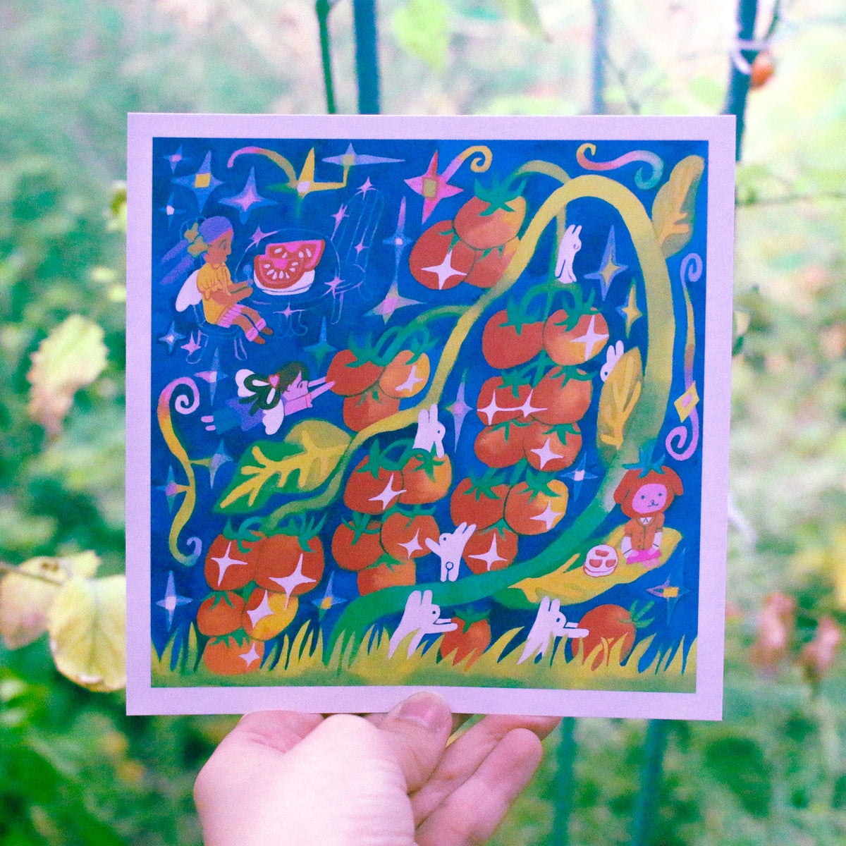 Odd Rabbits • Tomato Picking 6 x 6 Art Print