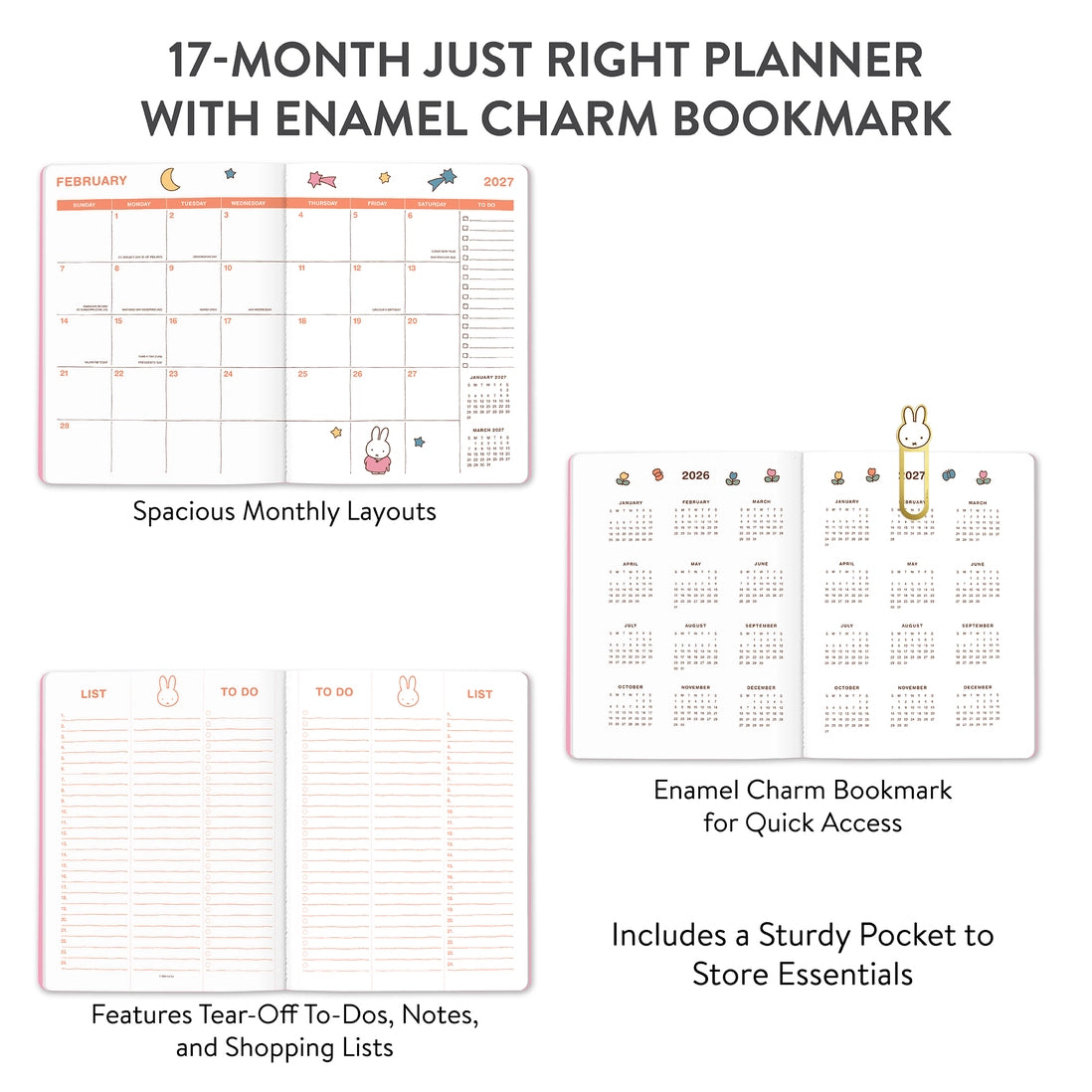 Miffy • 2027 A Year in Color Just Right Monthly Planner with Enamel Charm Bookmark