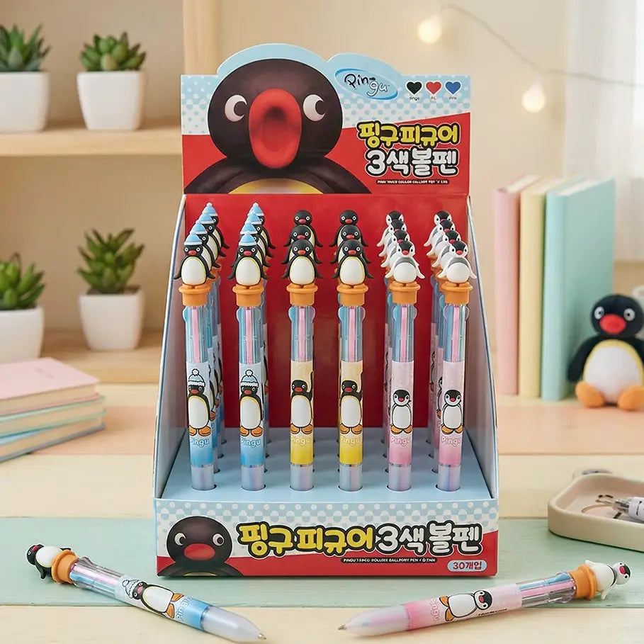 Pingu • 3D Figure Topper Three Color Ballpoint Pen, Imported S Korea