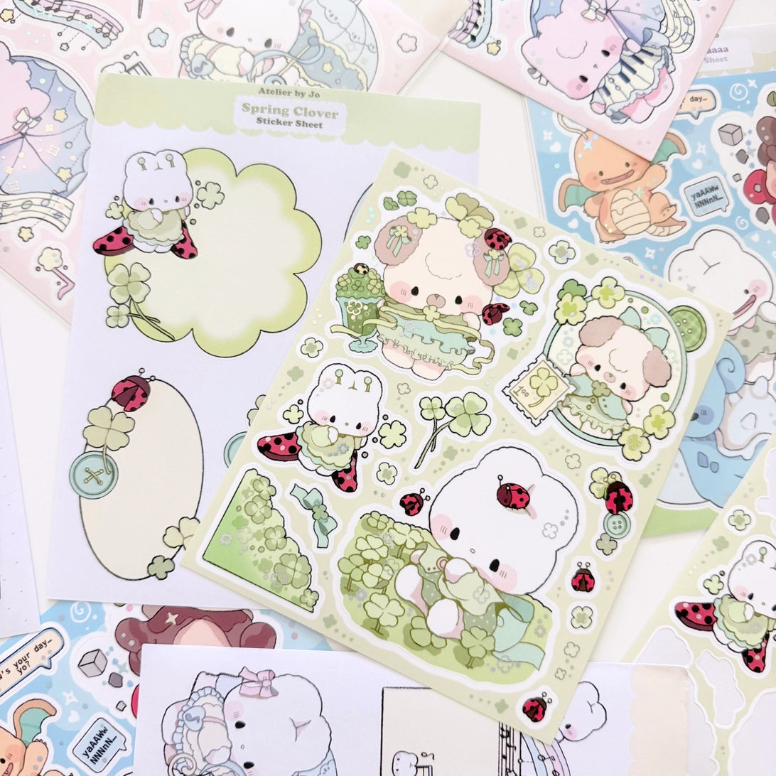 Atelier by Jo • Ladybugs and Spring Clover: Large Illustrative Sticker Sheet