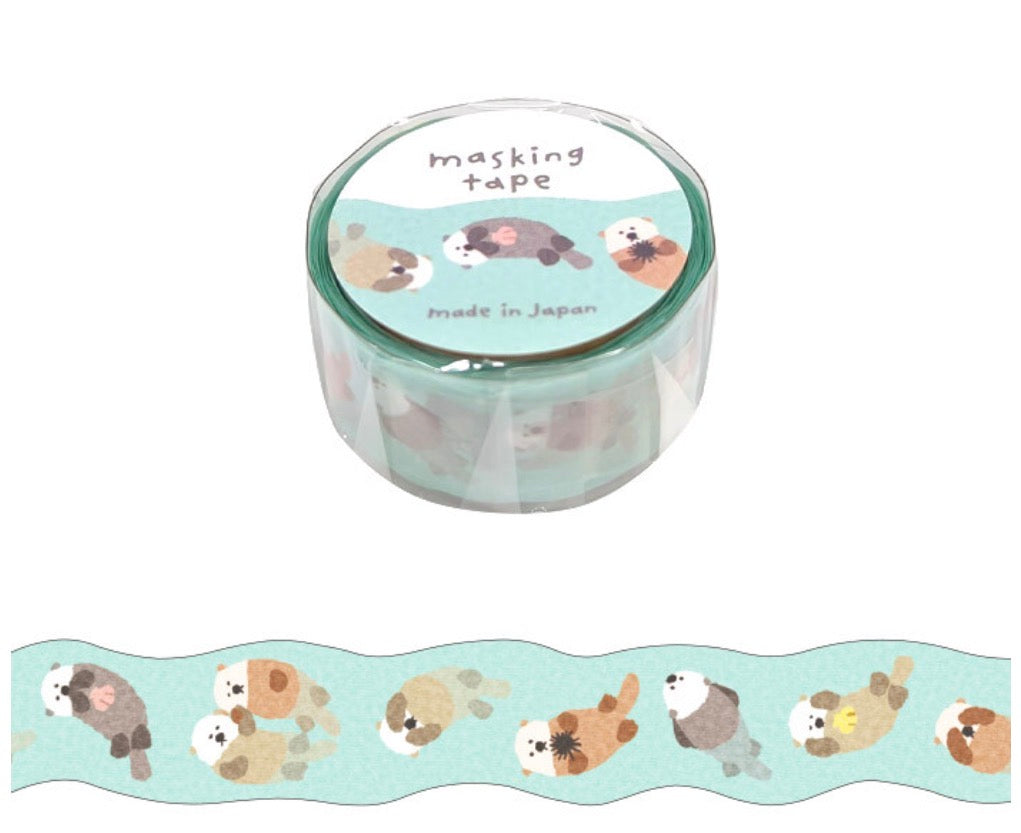 Sea Otters Floating Die-Cut Washi Tape, Imported Japan