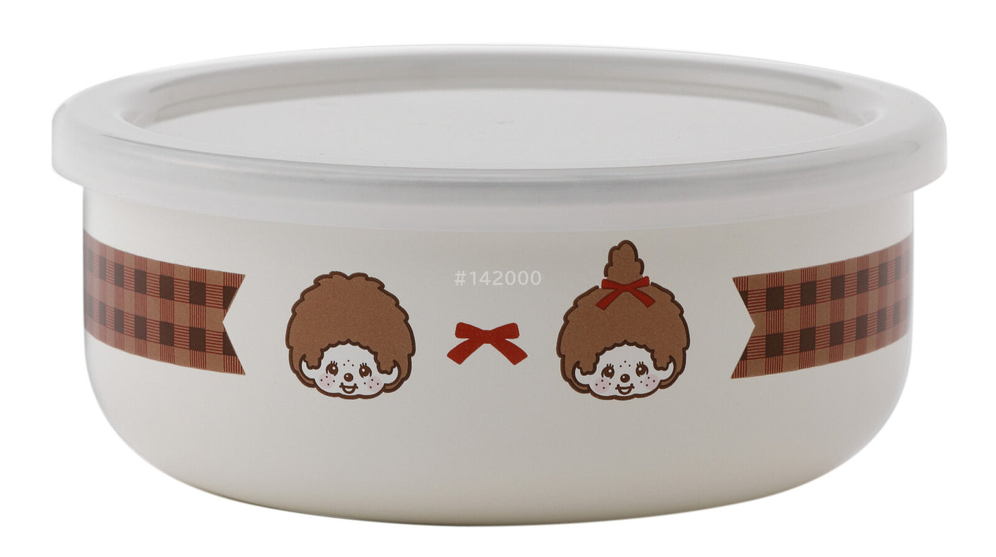 Monchhichi • 14cm Enamel Storage Bowl with Lid, Imported Japan