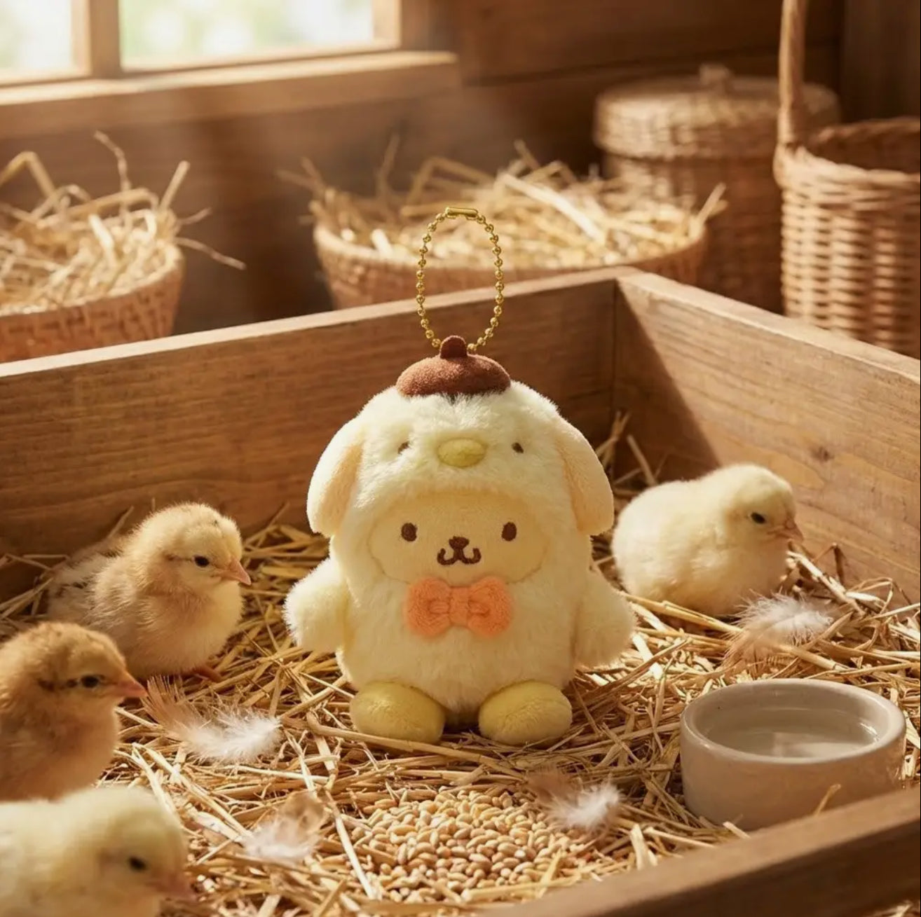 Sanrio • PomPomPurin Chick Costume Plush Keychain