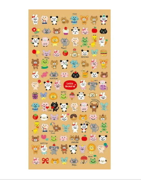 Assorted Lucky Animal Character Stickers, Imported Japan