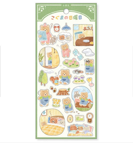 Assorted Bear Day In The Life Stickers, Imported Japan