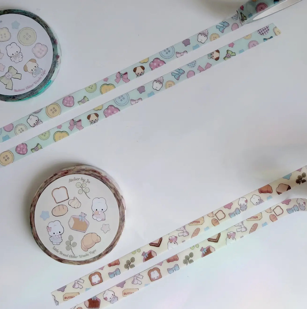 Atelier by Jo • Teal Buttons, Thin Glitter Washi Tape