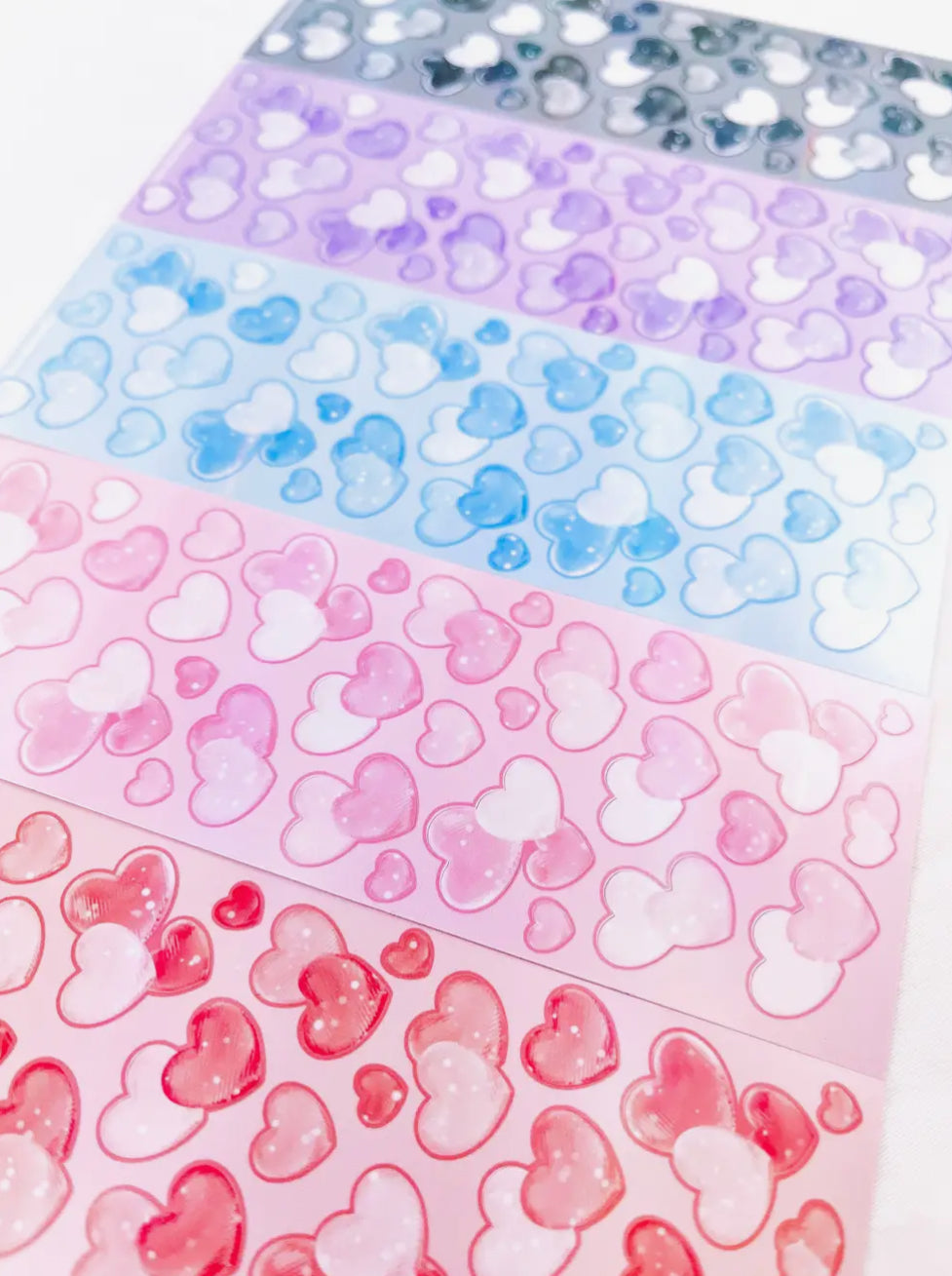 Borah Studio • Sticker Sheet, Glass Pink Hearts