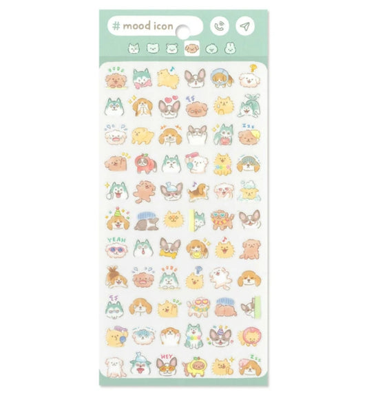 Mood Icon Puppy Dog Reaction Sticker Sheet, Imported Japan