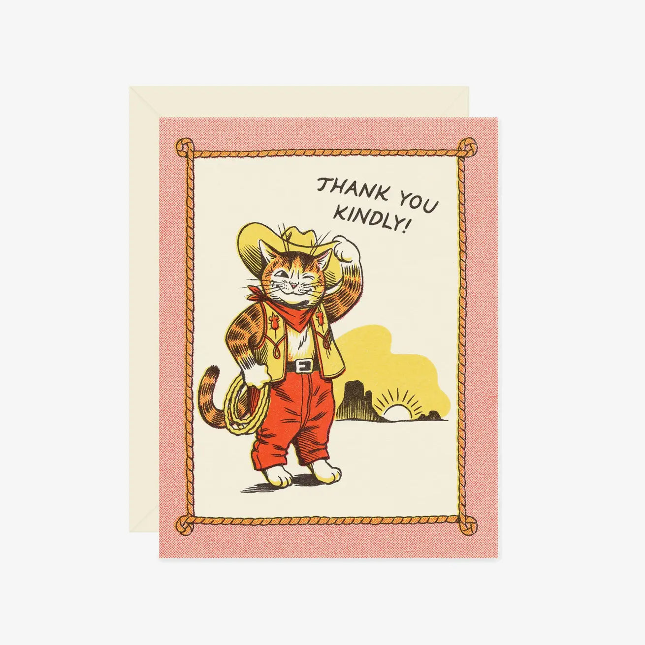 Wallflower • “Thank You Kindly!” Western Kitty Cat Greeting Card
