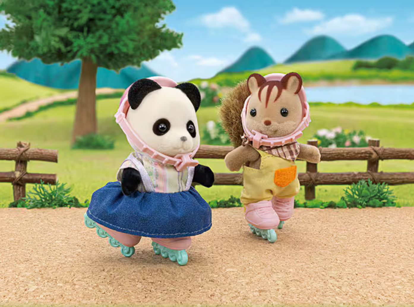 SALE • Calico Critters Cycle & Skate Set • Panda Girl