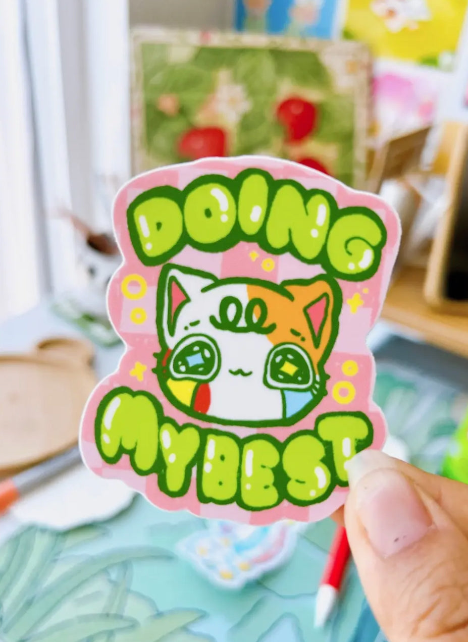 PeachyxNoodle • Vinyl Sticker, “Doing My Best”