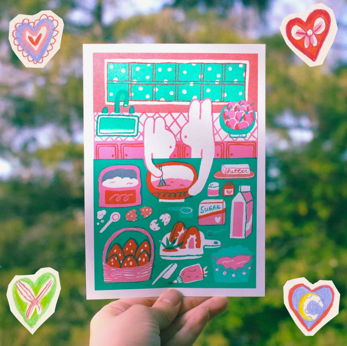Odd Rabbits • Baking A Cake With You Riso Print