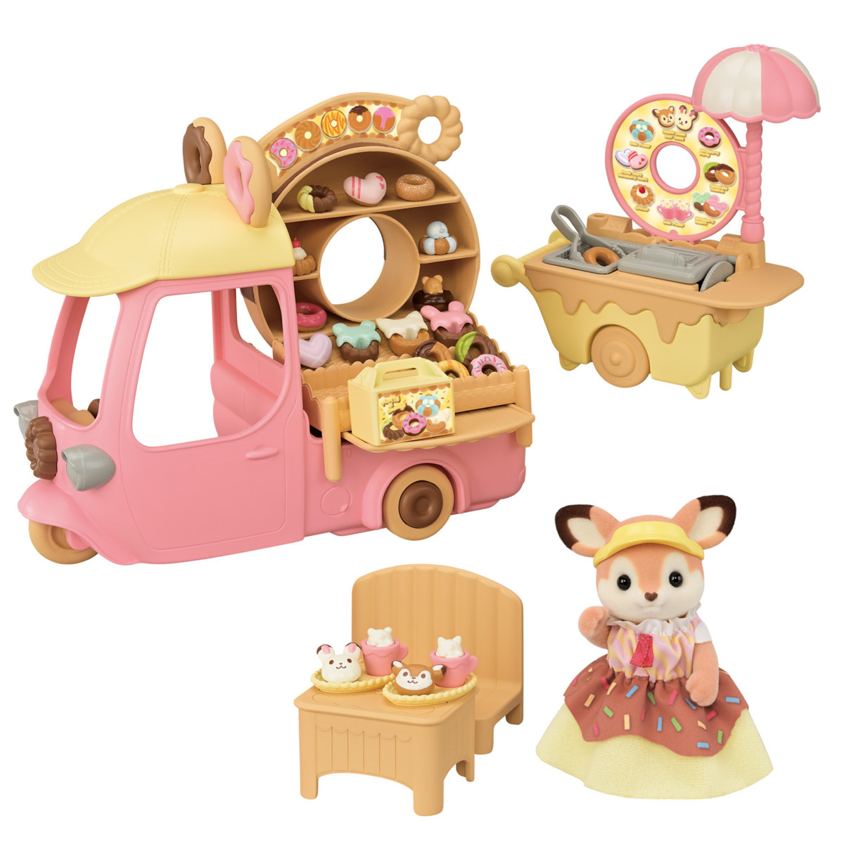Calico Critters • Sylvanian Families, Delivery! Delicious Dip Dip Donuts Wagon Playset, Imported Japan