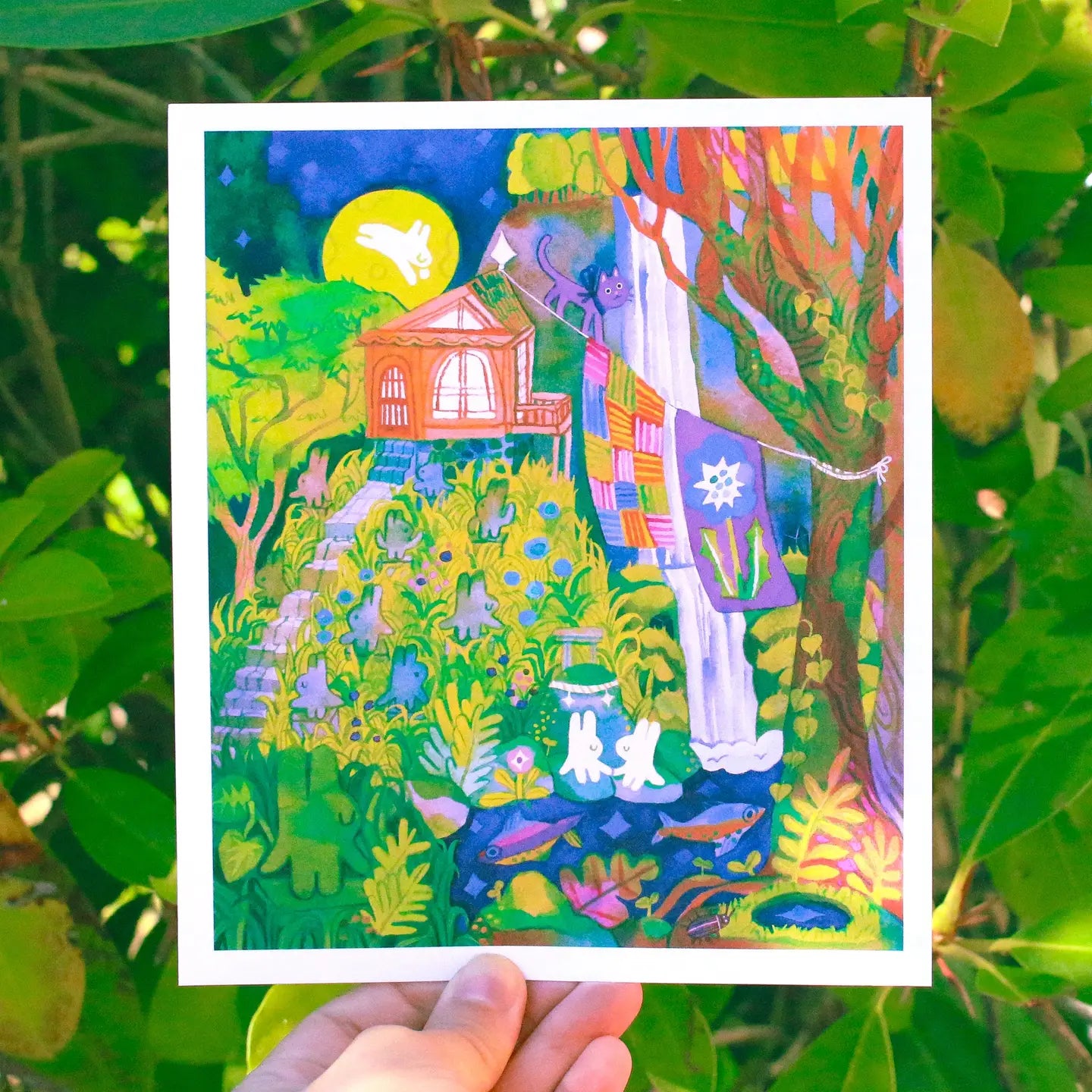 Odd Rabbits • Meet Me At The Waterfall Art Print