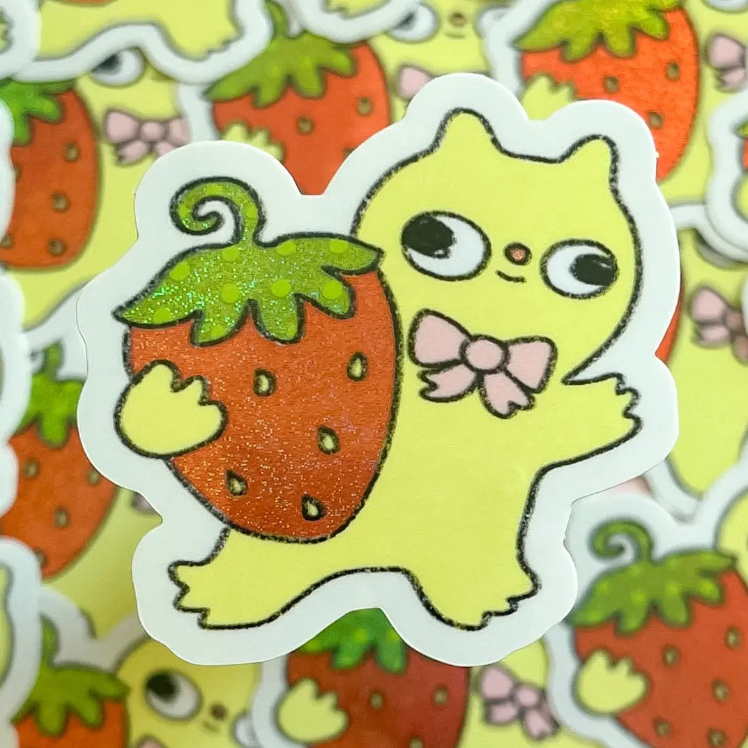 Clunky Picnic • Gooby Cat Berry Baby Vinyl Sticker