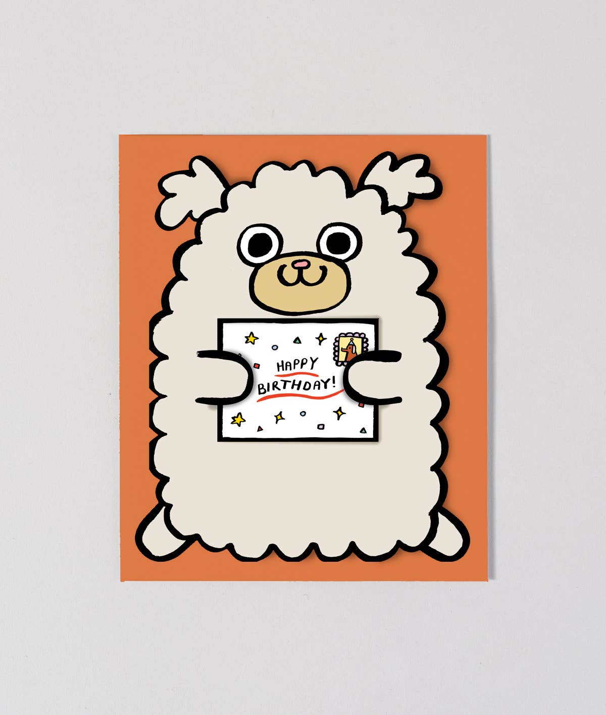 'Dog with Mini Card' Greeting Card