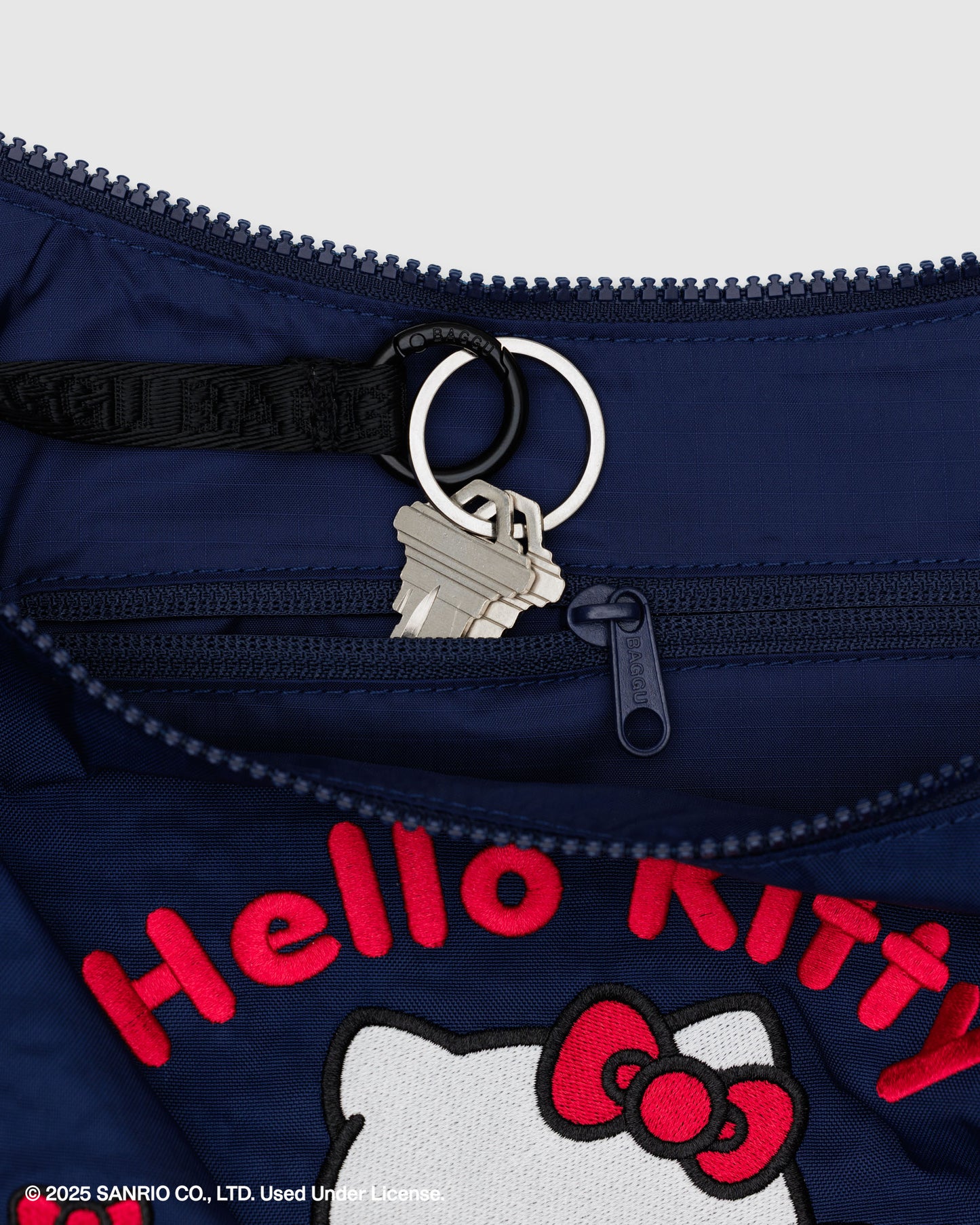 Baggu X Sanrio • Crescent Bag, Medium, Hello Kitty Embroidered
