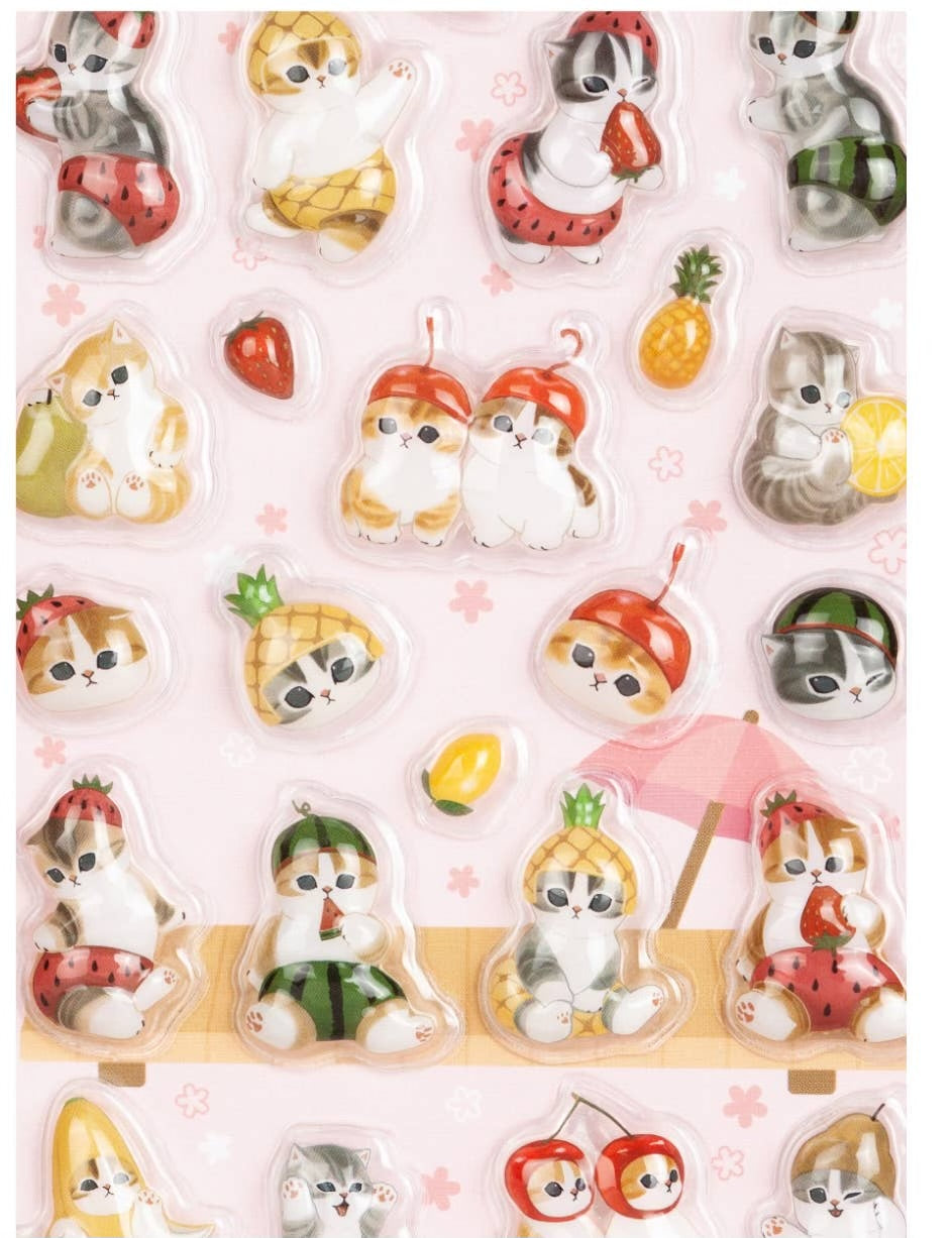Mofusand • 3D Crystal Stickers Bonbon Puffy Sticker Sheet, Imported S Korea