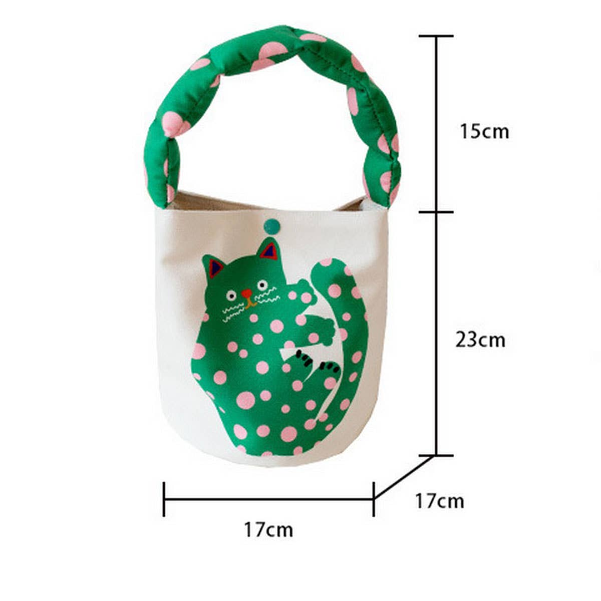 Bubble Handle Cute Art Cat Bucket Hand Bag
