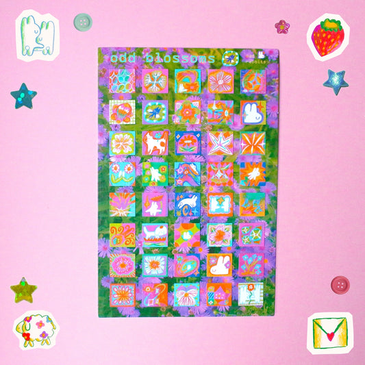 Odd Rabbits • Odd Blossoms A6 Frosted Glitter Sticker Sheet