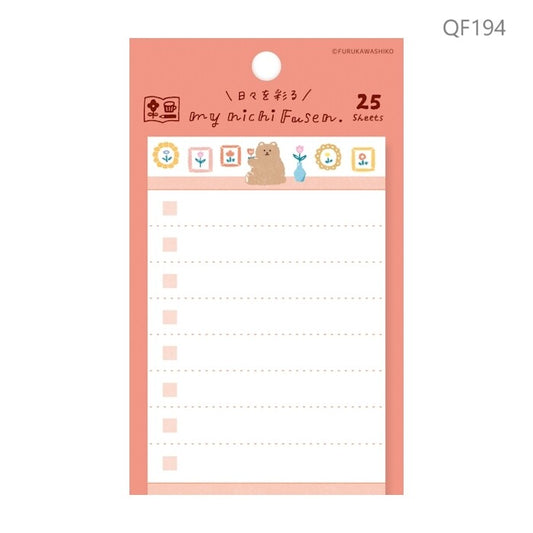 Bear Flowers Checklist Sticky Notes, Imported Japan