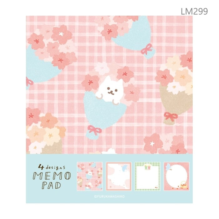 Sakura Memo Pad, 4 Patterns, Imported Japan