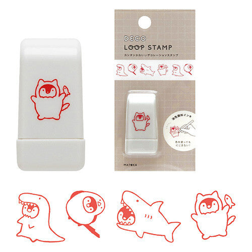 Deco • Penguin Shark Dino Loop Stamp, Imported Japan