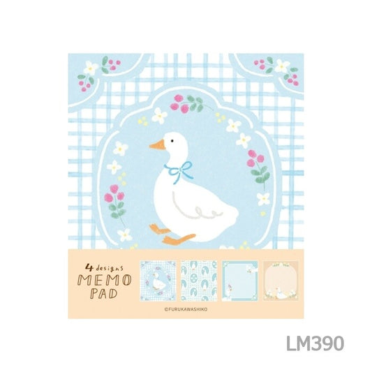 Goose & Berries Memo Pad, 4 Patterns, Imported Japan