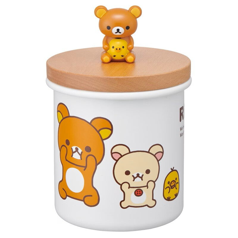 Rilakkuma • Enamel Canister with Wooden Lid Kitchen Desk Organizer, Imported Japan