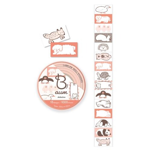 Aum Deco • Dobutsu Roller Sticker 1000 pieces 15 designs, Imported Japan