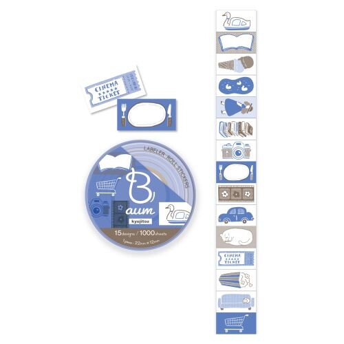 Aum Deco • Kyujitsu Roller Sticker 1000 pieces 15 designs, Imported Japan