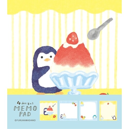Penguin Bingsu Memo Pad, 4 Patterns, Imported Japan