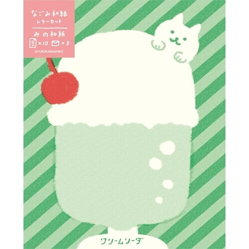 Melon Soda & Cat Stationary Letter Set Memopad, Imported Japan