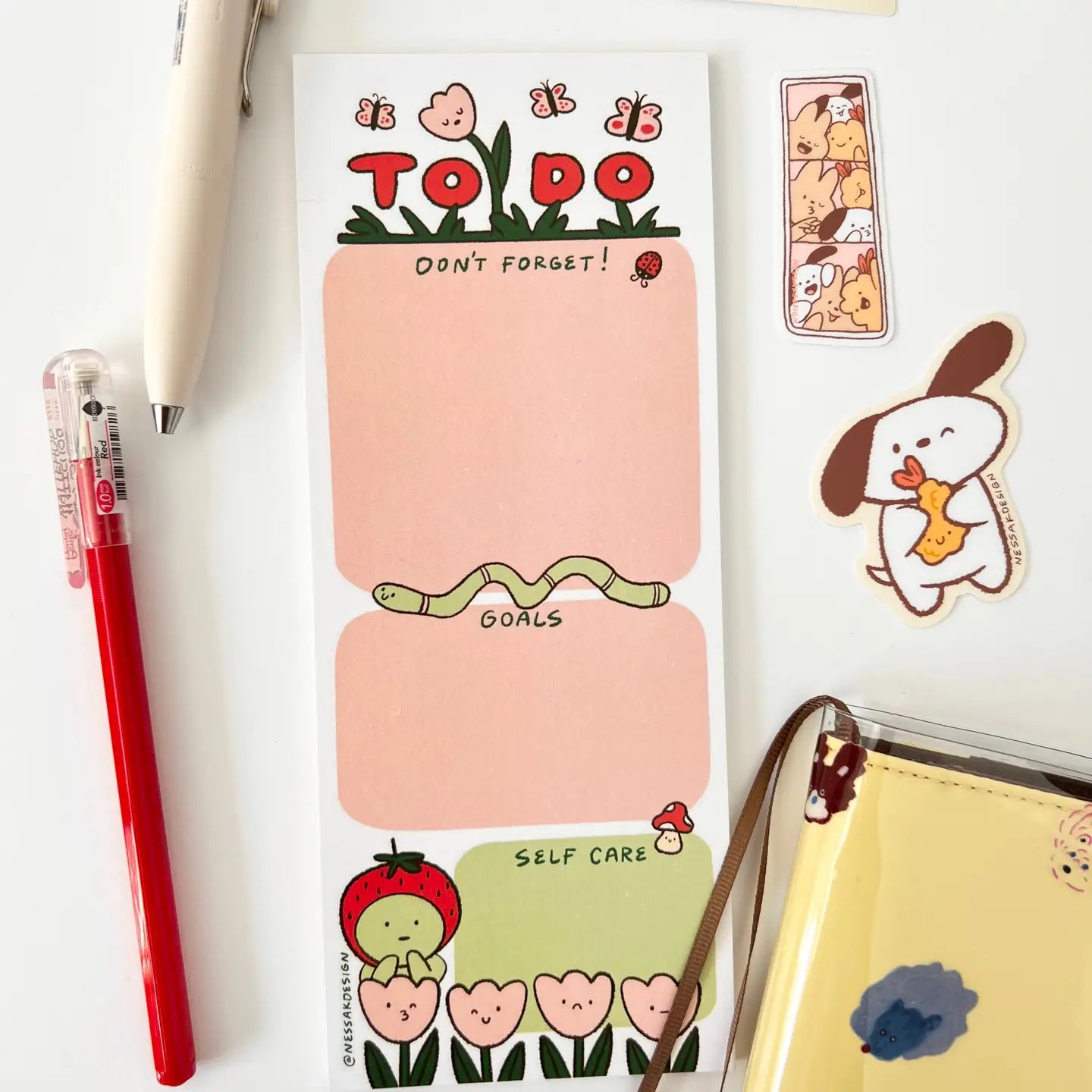 Nessakdesign • Strawberry Smiski Garden To-Do Notepad