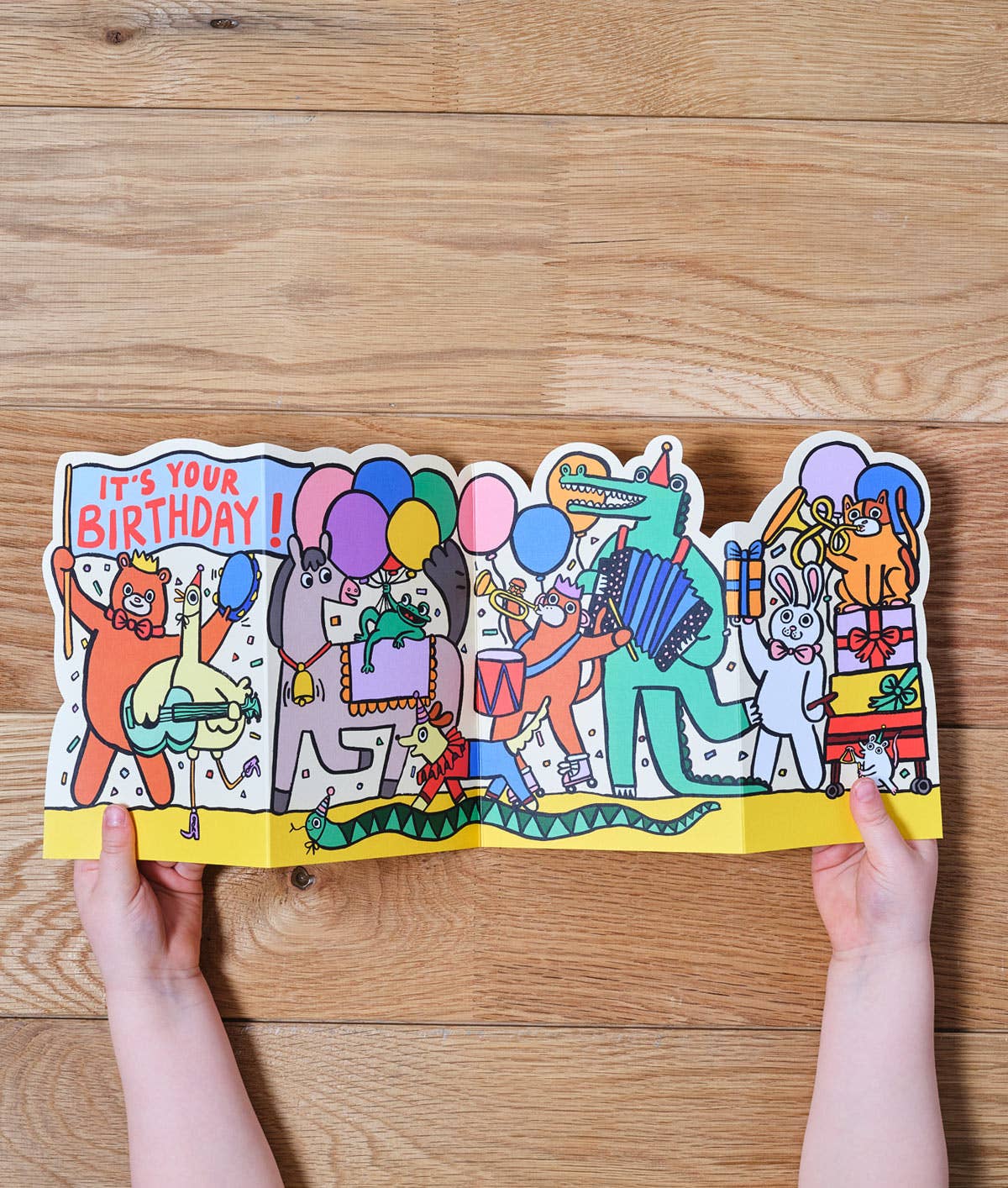 'Party Parade' Fold Out Birthday Greeting Card