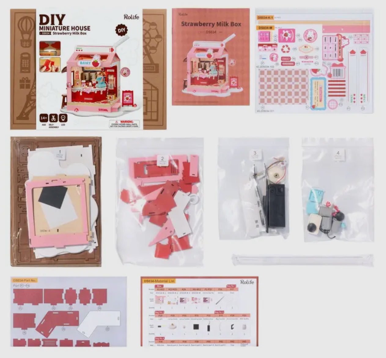 Strawberry Milk Box DIY Miniature Kit