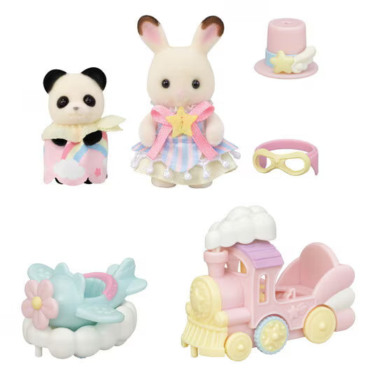Calico Critters • Sylvanian Families, Amusement Park Ride Set Plane and Train, Imported Japan