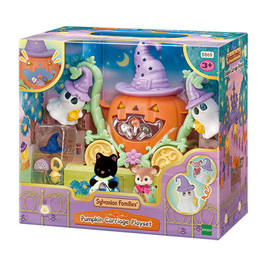 Calico Critters • Sylvanian Families, Halloween Ghost and Pumpkin Carriage, Imported Japan