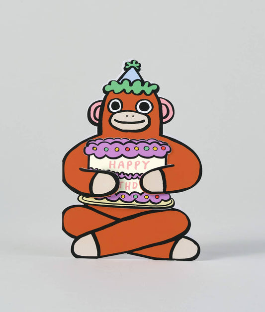 'Monkey with Mini Card' Greeting Card