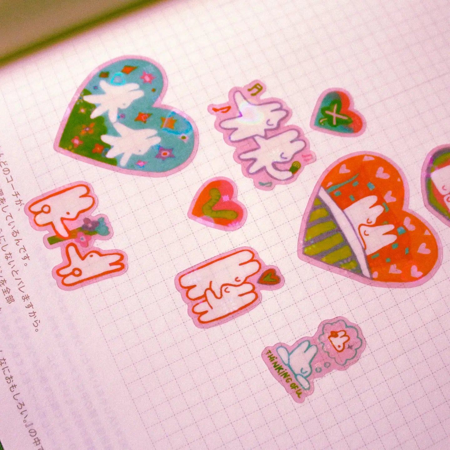Odd Rabbits • Bunnies in Love Heart Holo Sticker Sheet