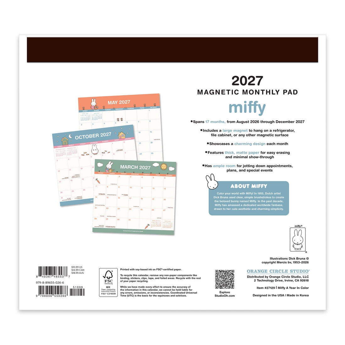 Miffy • 2027 A Year in Color Magnetic Monthly Pad